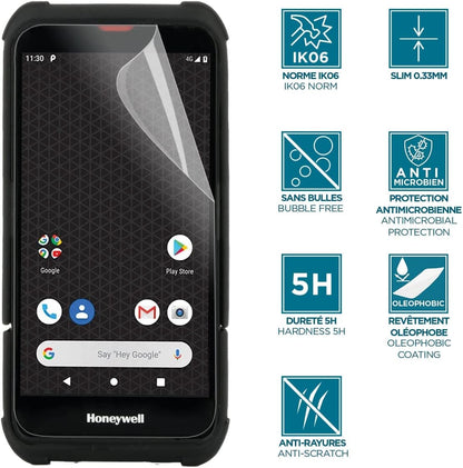 Mobilis Screen Protector for Honeywell EDA52 EDA56 EDA57, Unbreakable Screen Protector, Shockproof IK06 Rated, Easy Installation Bubble Free, Clear Finish