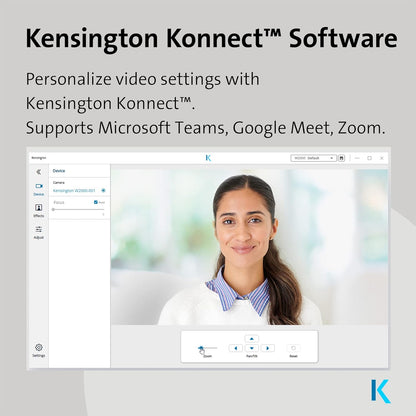 Kensington W2050 Pro 1080p Auto Focus Webcam, USB Powered, 2 Built-In Noise Reduction Microphones, HD Quality Wide Angle Zoom Lens, PC Camera for Single or Group Video Conferencing (K81176WW) Auto Focus, Wide Angle