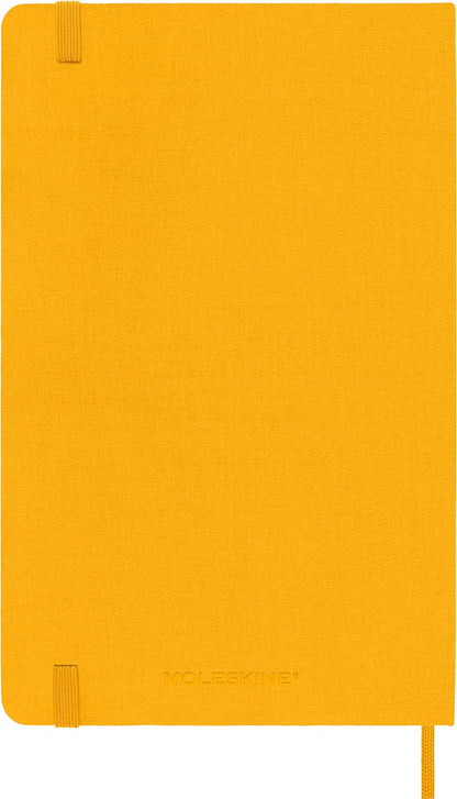 Moleskine Classic Ruled Plain Paper Notebook, Silk Hard Cover and Elastic Closure, Large Size, Colour Orange Yellow