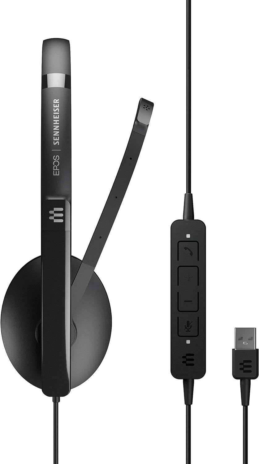 EPOS | Sennheiser Adapt 130 USB II (1000913) - Wired, Single-Sided, UC Optimized Headset with USB Connectivity - Superior Sound - Enhanced Comfort, Call Control - Black