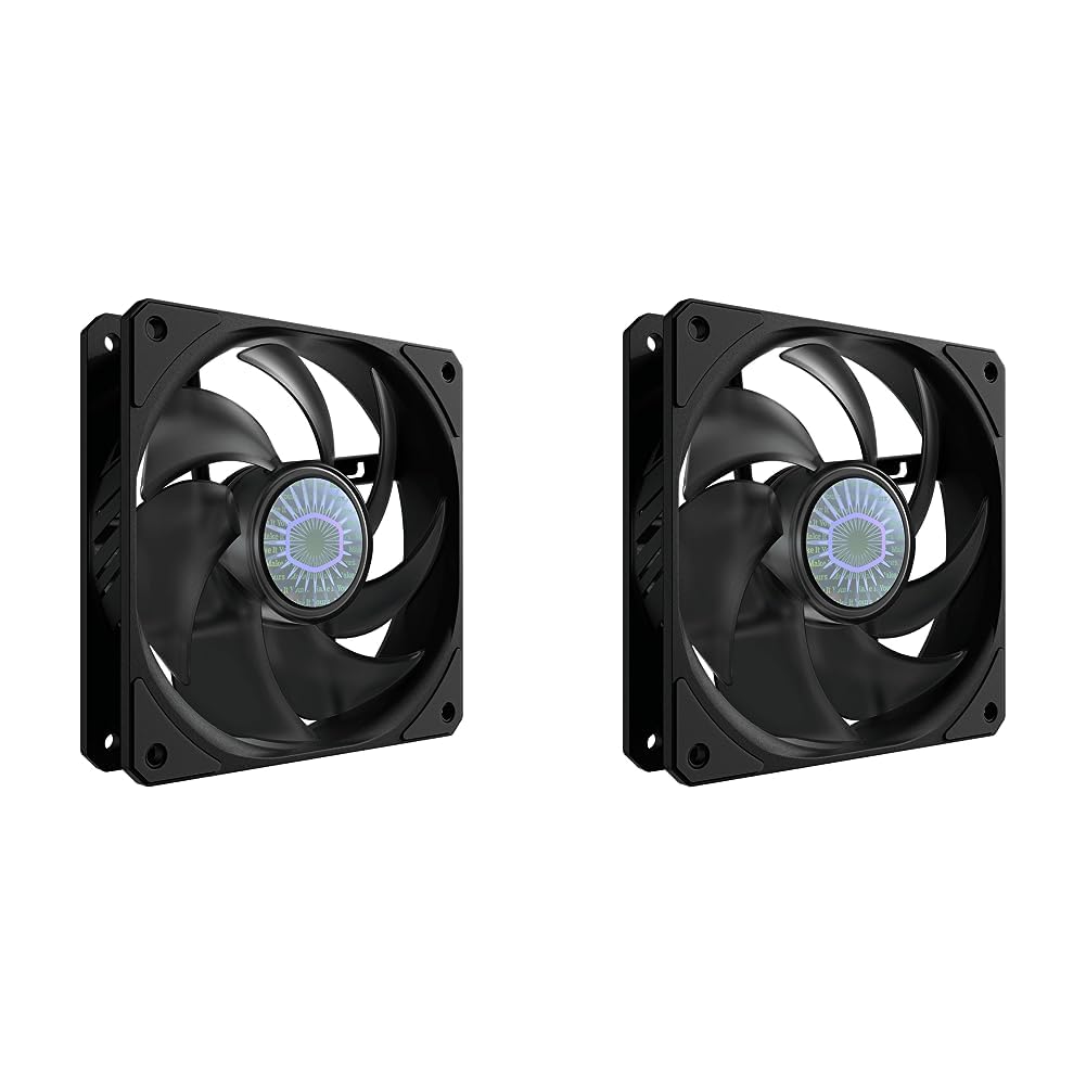 Cooler Master SickleFlow 120 Black Case & Cooling Fan - Improved Air Balance Blades, 62 CFM, 2.5 mmH2O, 8 to 27 dBA - Black (Pack of 2) Black 120 mm (Pack of 2)