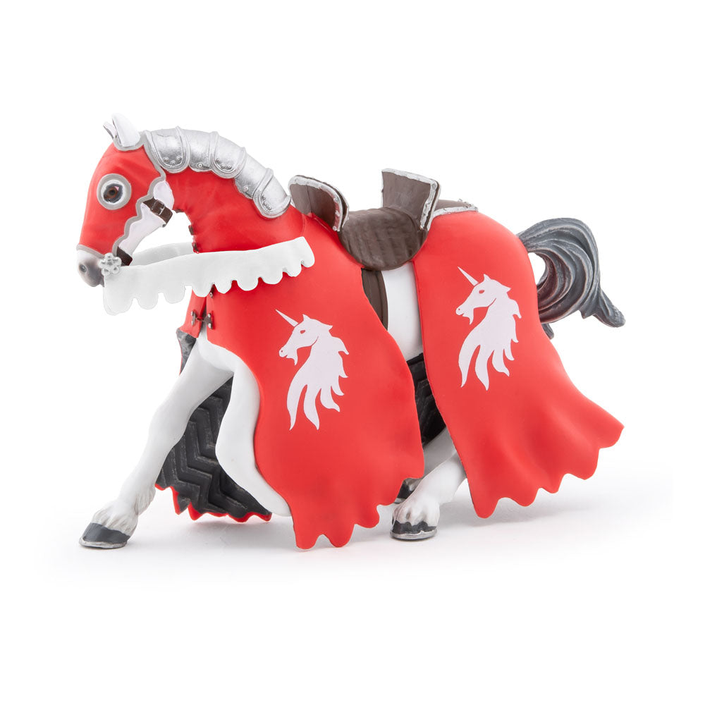 PAPO Fantasy World Horse of Unicorn Knight with Spear Toy Figure, Red/White (39781)