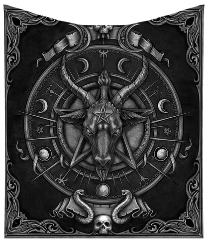 Nemesis Now Baphomet Triple Horn Sabbatic Goat Throw Blanket, Black, 160cm