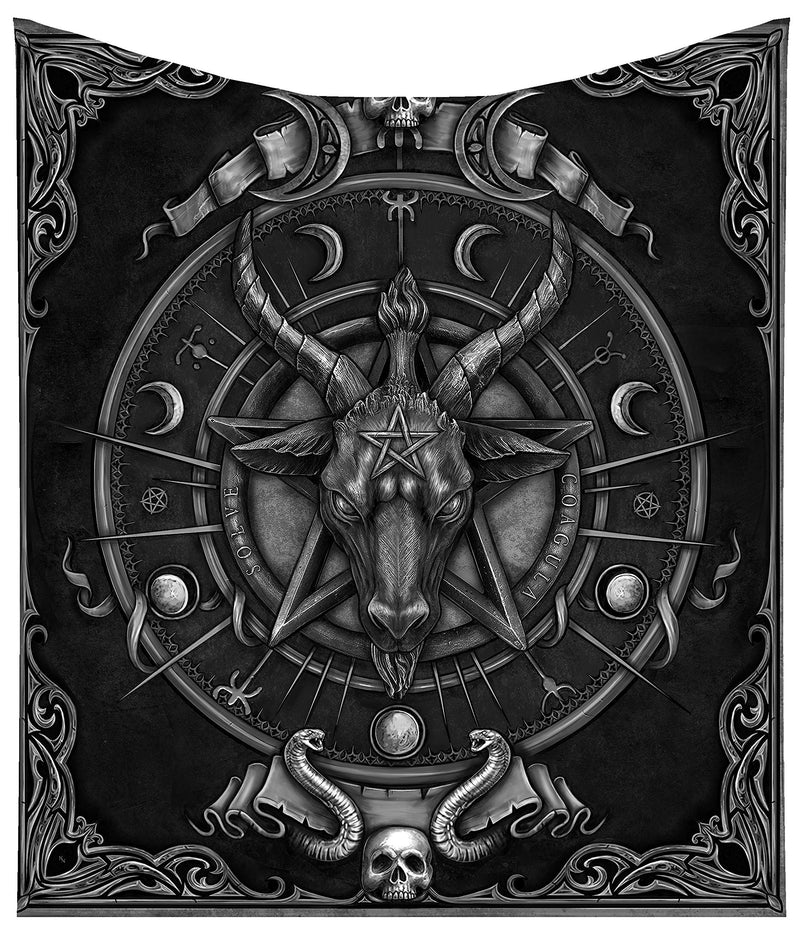 Nemesis Now Baphomet Triple Horn Sabbatic Goat Throw Blanket, Black, 160cm
