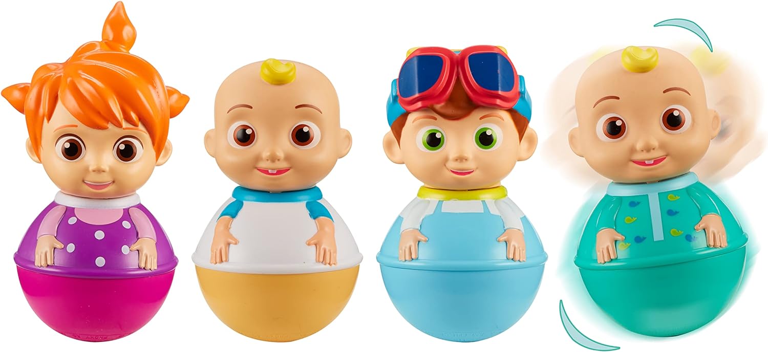 Cocomelon Weebles 4 Figure Pack & Friends Figure Pack, chunky moulded figures pack of 4, first peppa pig toy, preschool imaginative play + Peppa & Friends Figure Pack