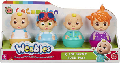 Cocomelon Weebles 4 Figure Pack & Friends Figure Pack, chunky moulded figures pack of 4, first peppa pig toy, preschool imaginative play + Peppa & Friends Figure Pack