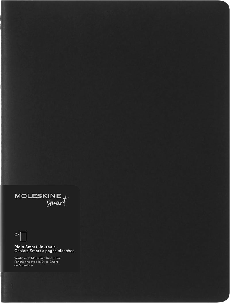 Moleskine Intelligent Cahier Journal Set with 2 Digital Cahiers with Lined Pages, Compatible with Pen +, Card Cover, Extra Large 19 x 25 cm, Black, 88 Pages