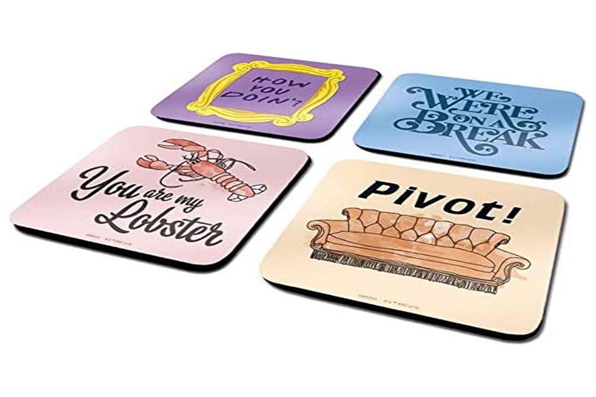 FRIENDS Zitate Unisex Standard Cork Coasters,Purple / Blue / Pink Multicolour Standard