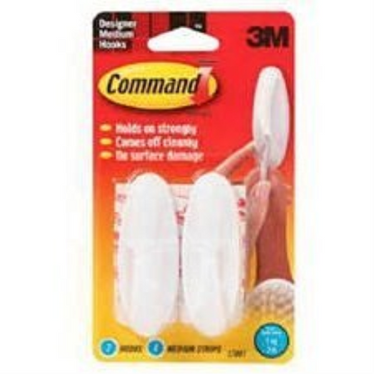 3M Command Adhesive Hook Medium Oval White (Pack 2) 17081 - 7100117769