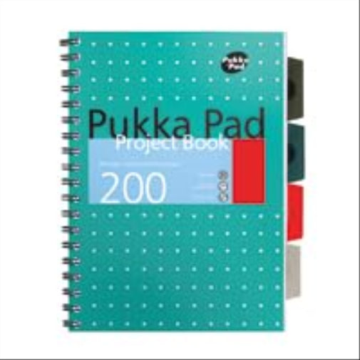 Pukka Pad Metallic Cover Wirebound Project Book A4+ (Pack of 3