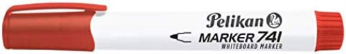 Pelikan 817998 Whiteboard Marker 741 with Round Wick, Red, Pack of 10 in Folding Box