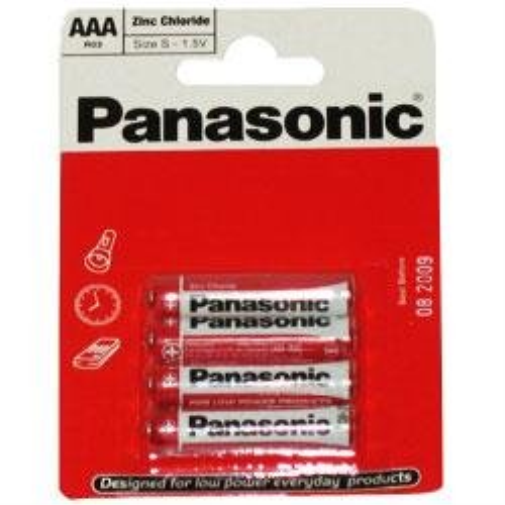 Panasonic Zinc Batteries AAA R03 1.5V (Pack 4) - PANAR03RB4