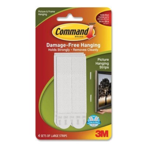 3M Command Picture Hanging Strips Large White (Pack 4) 17206 - 7100109344