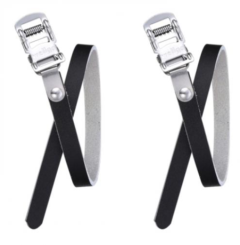 Wellgo W-5 Leather Toe Clip Straps (Pair) - Black