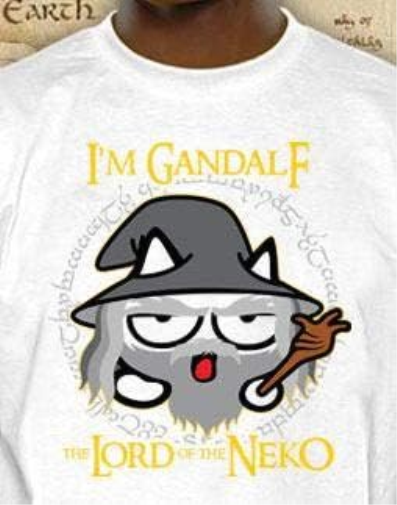 GEEK Collection - T-Shirt NEKO GANDALF - White (XL) : TShirt , ML