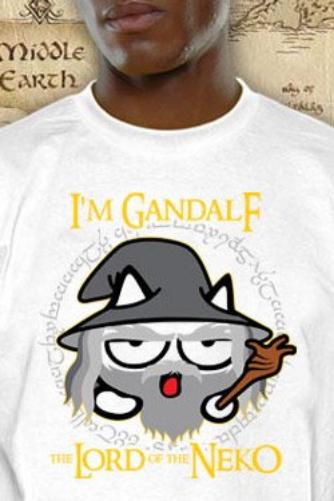 GEEK Collection - T-Shirt NEKO GANDALF - White (XL) : TShirt , ML