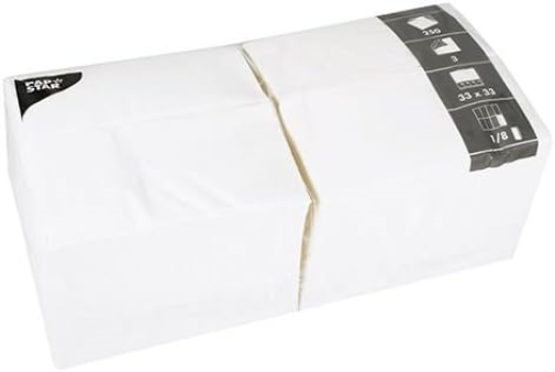 250 PAPSTAR Servietten weiB 3-lagig 8,25 x 8,25 cm
