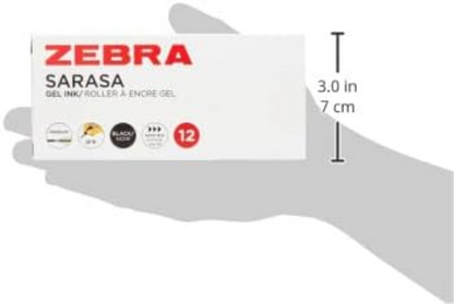 ZEBRA Pen Sarasa Pens, Fine Point Gel Pens For Adult Colouring, Smear-Proof Gel Pens For Writing, Reliable Retractable Black Pens For Kids & Adults, Colour ZEBRA Pens Set, 12 Pk - Black Ink