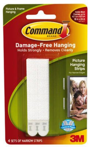 Command 17207 Tiras estrechas para colgar cuadros, 4 x 2 - Blanco
