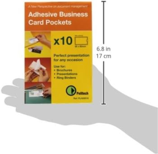 Pelltech 60x95mm Open Side Business Card Pocket (Pack of 10
