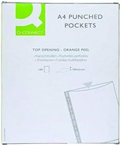Q-Connect Punched Pocket A4 50 micron