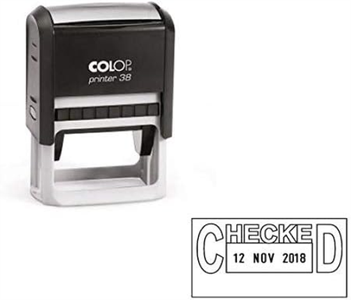 Self Inking Date and Messages Stamp, Checked