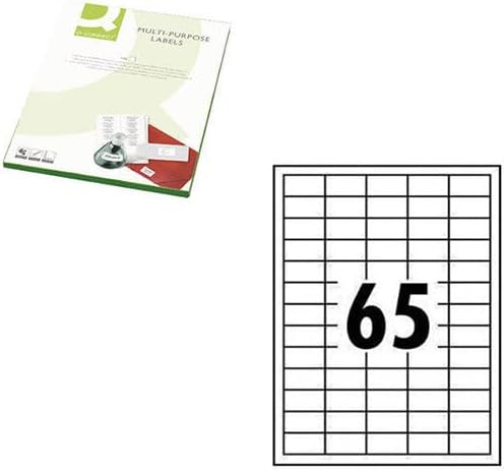 Q-Connect Multi-purpose Label 38.1x21.2mm 65 Per A4 Sheet - White (Pack of 100