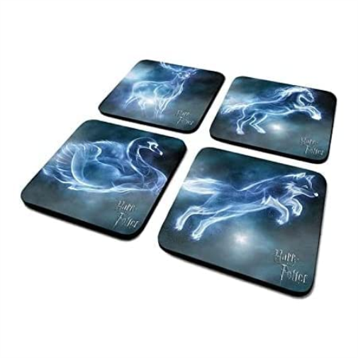 Pyramid International | Harry Potter | Patronus Charm | 4 Piece Coaster | Officially Licensed One Size Blue