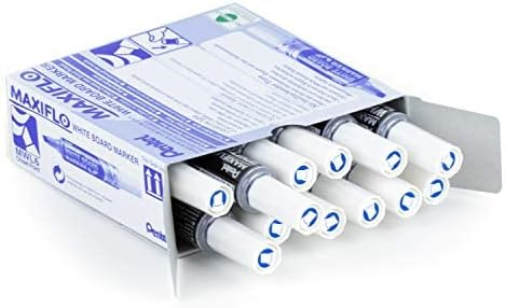 Pentel Maxiflo Dry Wipe Chisel Tip Marker - Blue (Pack of 12