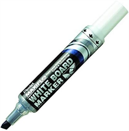 Pentel Maxiflo Dry Wipe Chisel Tip Marker - Blue (Pack of 12