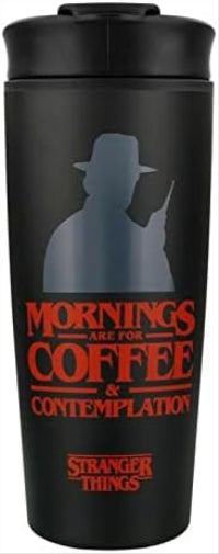 Pyramid International Stranger Things Double Walled Eco Travel Cup with Resealable Non-Drip Lid, Coffee and Contemplation Graphic 370ml/13ox- Official Merchandise
