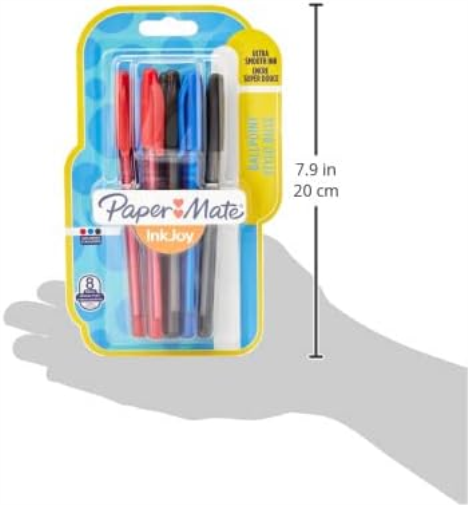 Paper Mate Inkjoy, 100 Ballpoint Pen, Assorted (Pack of 8),Black
