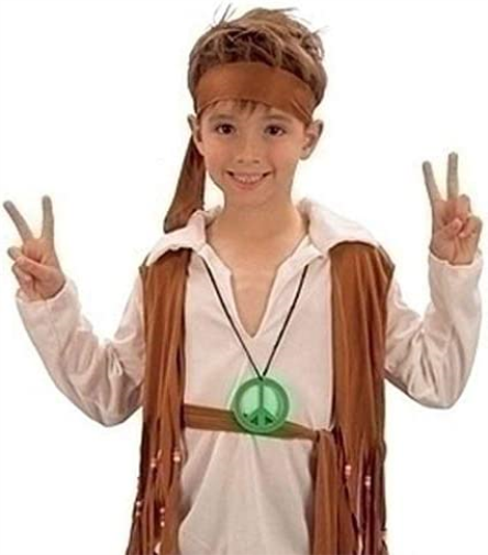 Boys 4 Pc 1960s 1970s Hippie Hippy Festival Fancy Dress Costume Outfit 4-14 years (12-14 years)