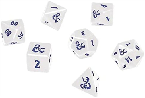 UP D&D RPG Icewind Dale: Heavy Metal Poly White and Blue Dice Set, E-18355