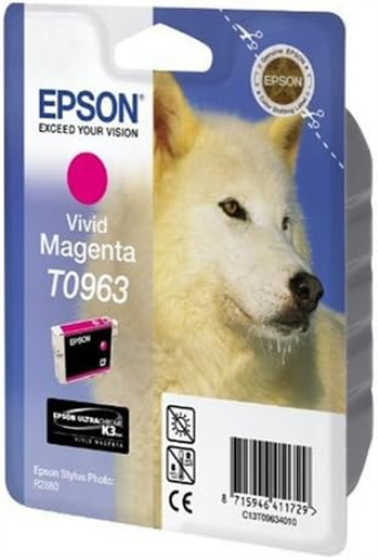 Epson T0963 Inkjet Cartridge UltraChrome K3 Page Life 865pp Vivid Magenta Ref T09634010, Genuine