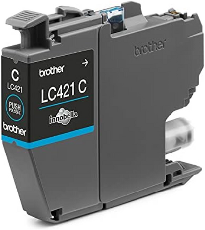 Brother LC - 421C Inkjet Cartridge, Cyan, Single Pack, includes 1 x Inkjet Cartridge, Brother Genuine Supplies